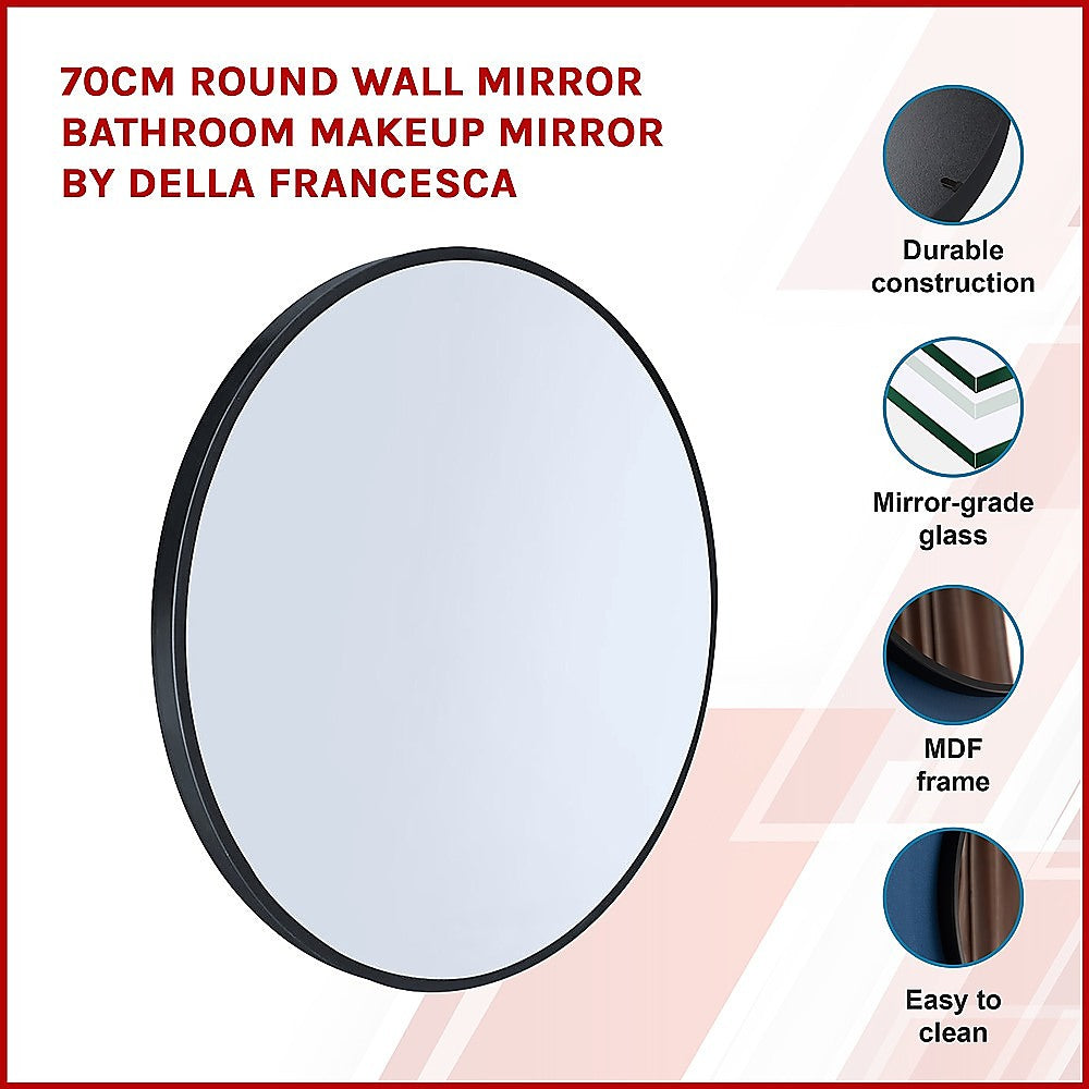 70cm Round Wall Mirror Bathroom Makeup Mirror by Della Francesca