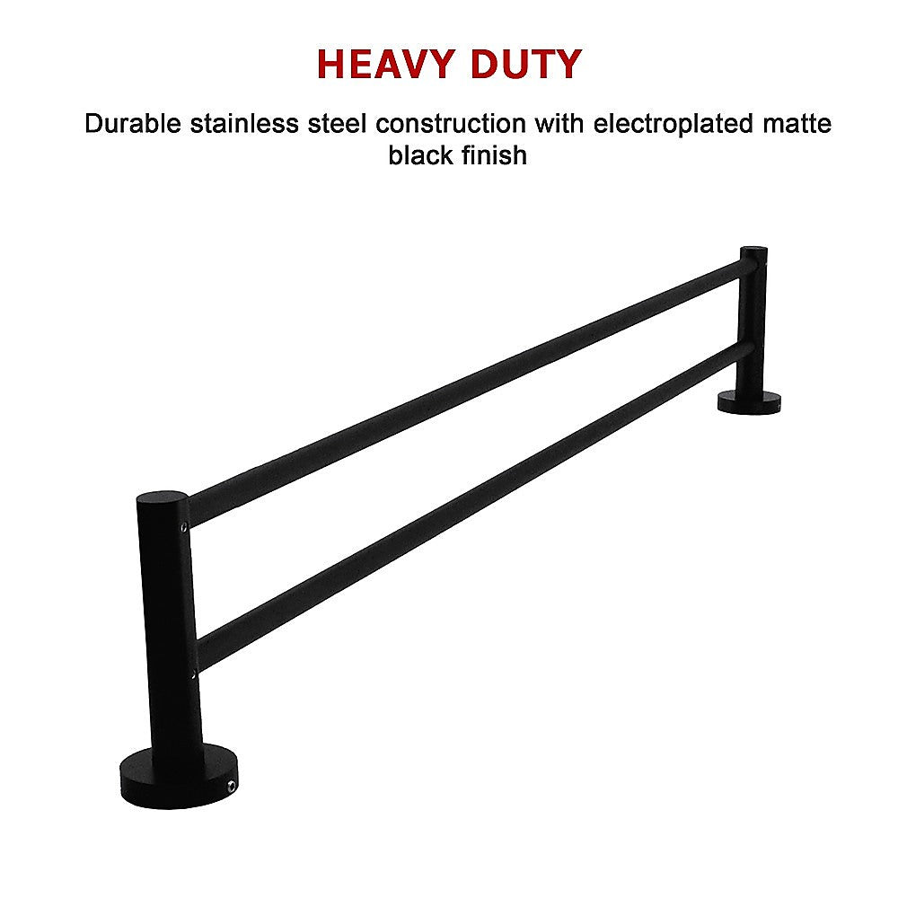 Single Classic Towel Bar Rail Bathroom Electroplated Matte Black Finish