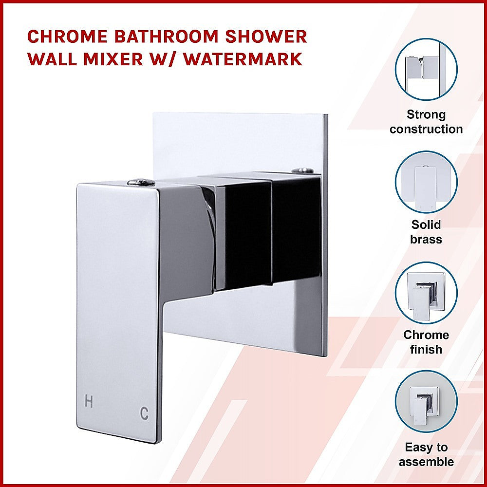 Chrome Bathroom Shower Wall Mixer w/ WaterMark