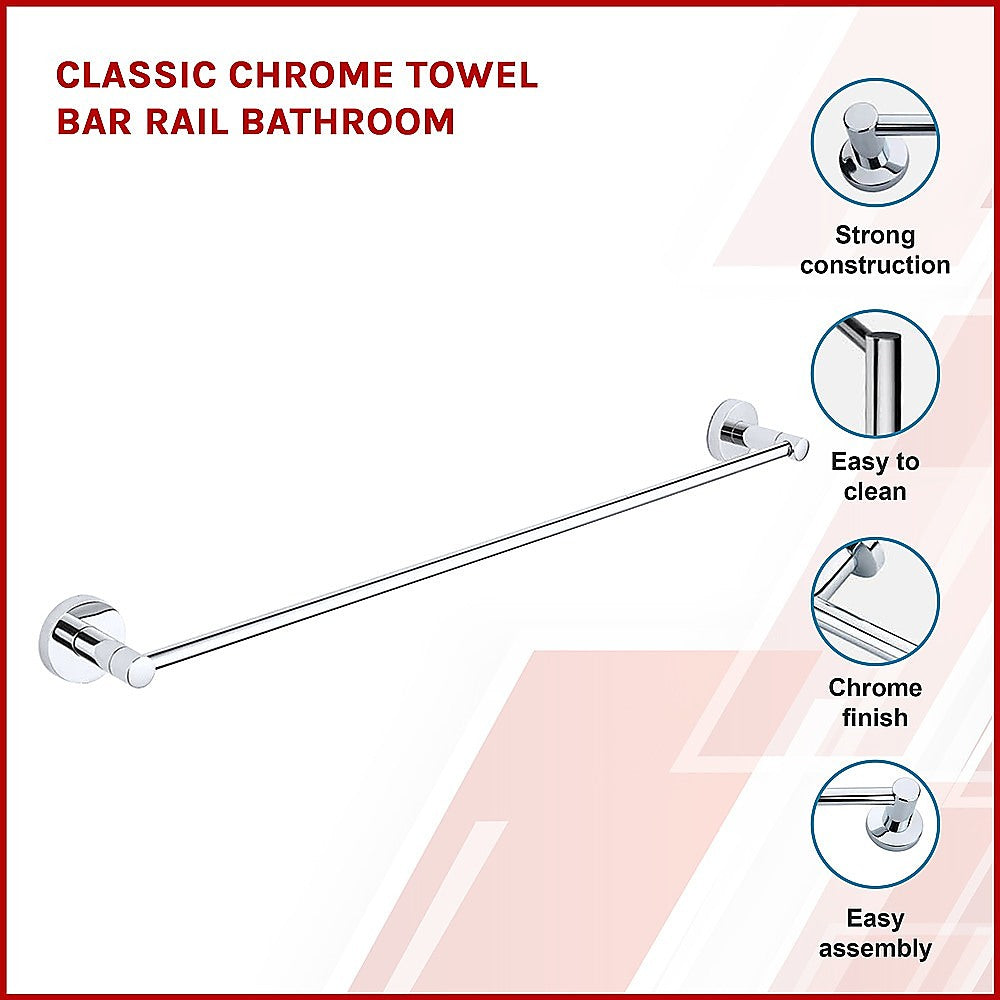 Classic Chrome Towel Bar Rail Bathroom