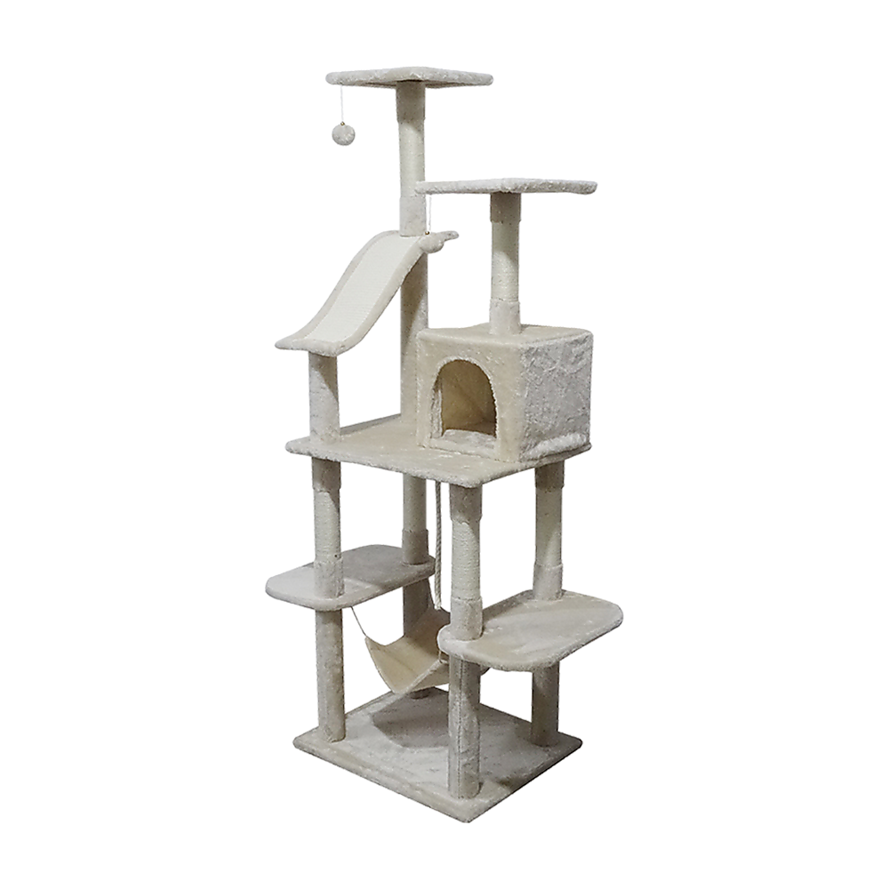 171cm Cat Tree Trees Scratching Post Scratcher Tower Condo House - Beige
