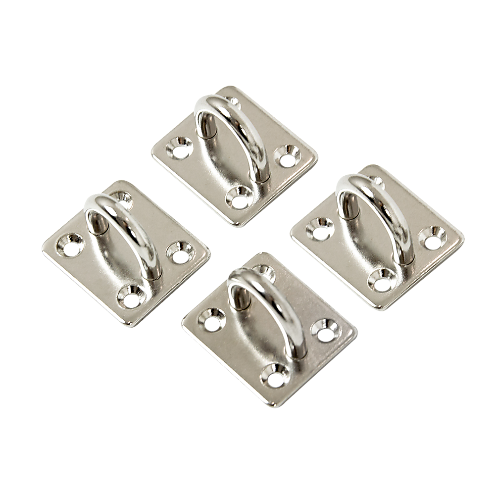 4X M6 304 Stainless Steel Oblong Pad Eye Plate Marine Hardware Staple Hook