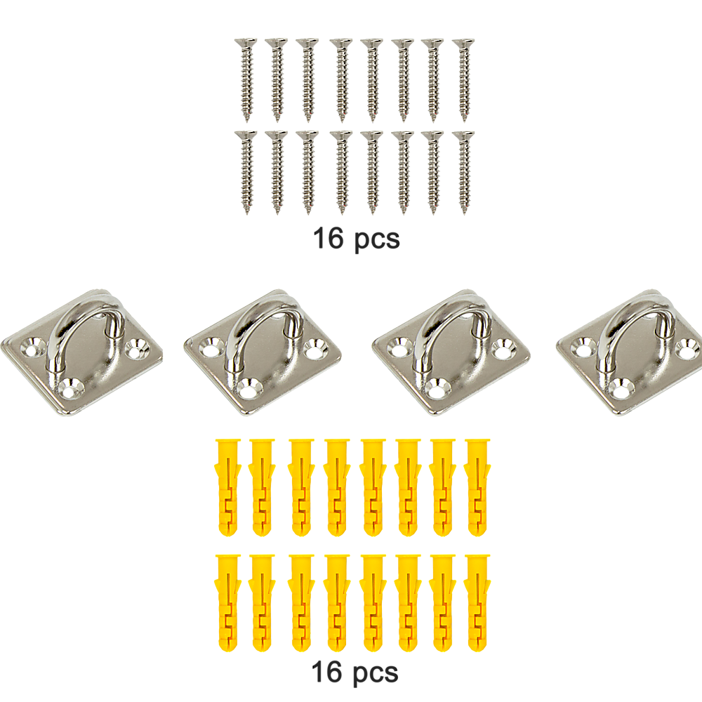 4X M6 304 Stainless Steel Oblong Pad Eye Plate Marine Hardware Staple Hook