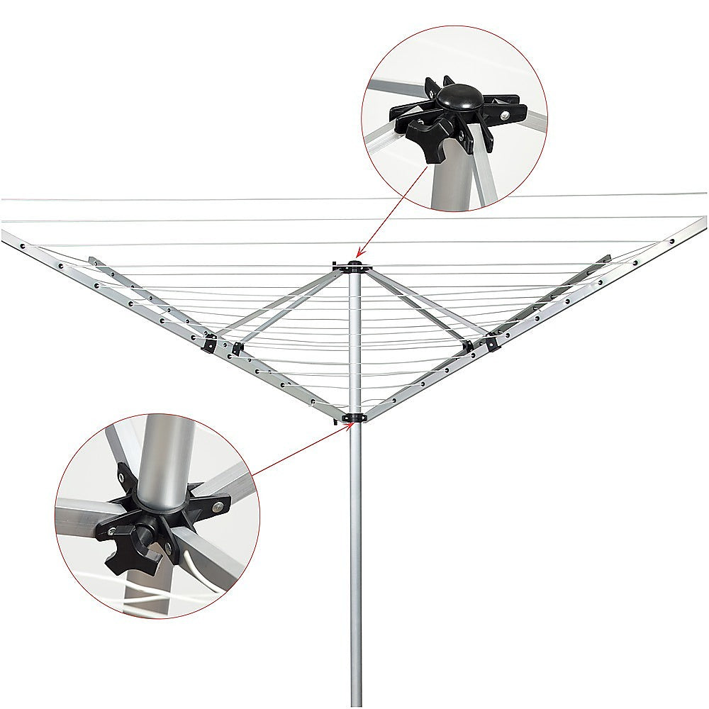 4 Arm Rotary Airer Outdoor Washing Line Clothes Dryer 50m Length
