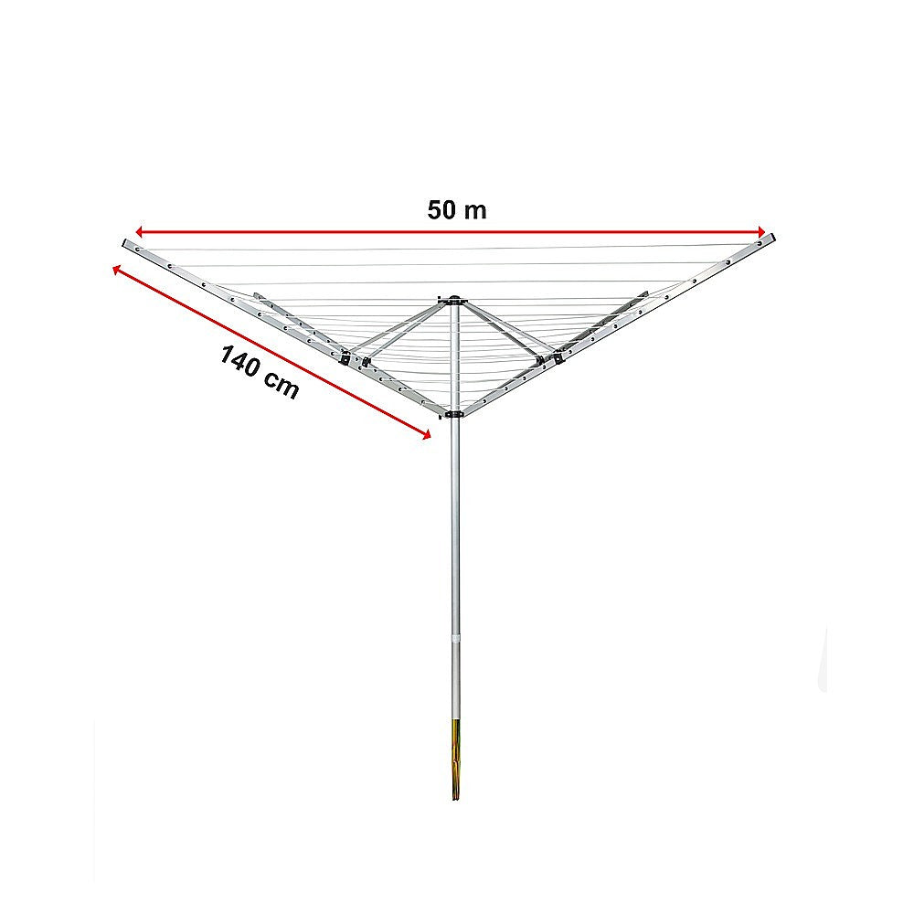 4 Arm Rotary Airer Outdoor Washing Line Clothes Dryer 50m Length