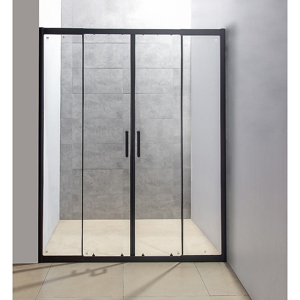 1400-1600mm Sliding Door Safety Glass Shower Screen Black By Della Francesca