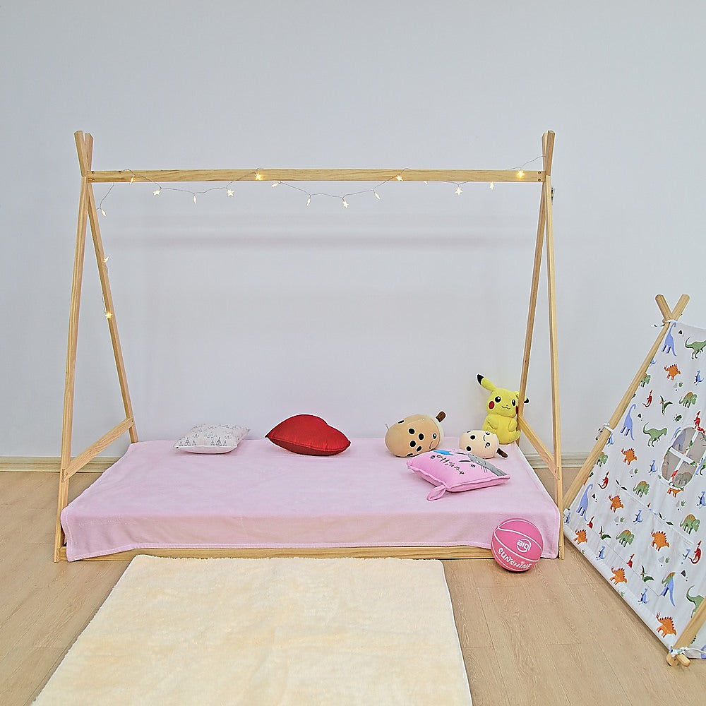 Kids Tent Montessori Toddler Floor Bed Wooden Bedframe