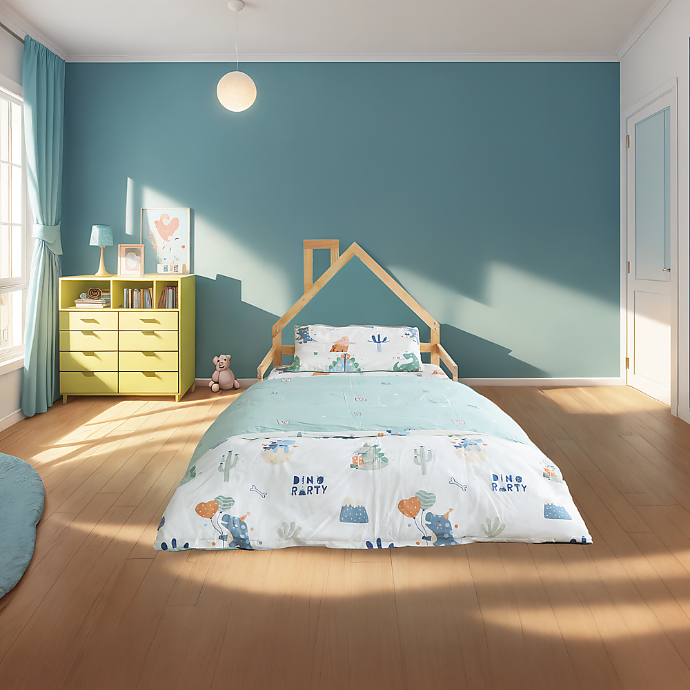 Pine Wood Floor Bed House Frame for Kids and Toddlers