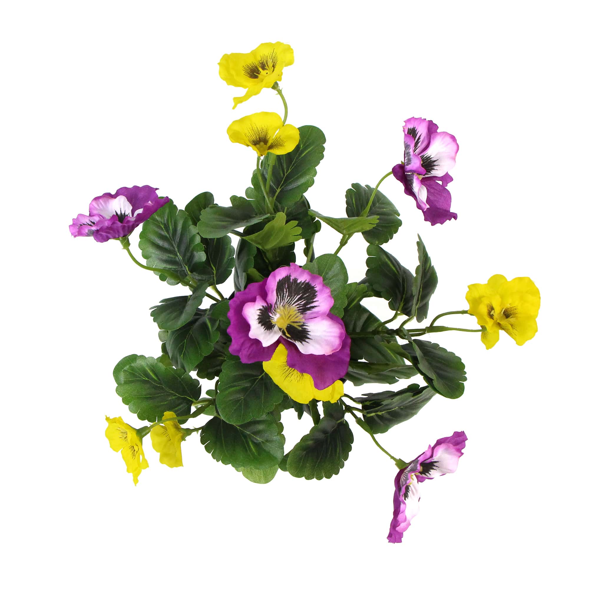 Mixed Pink And Yellow Flowering Potted Artificial Pansy Plants 25cm