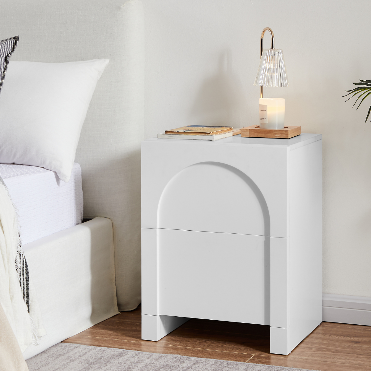 Dome White Bedside Table