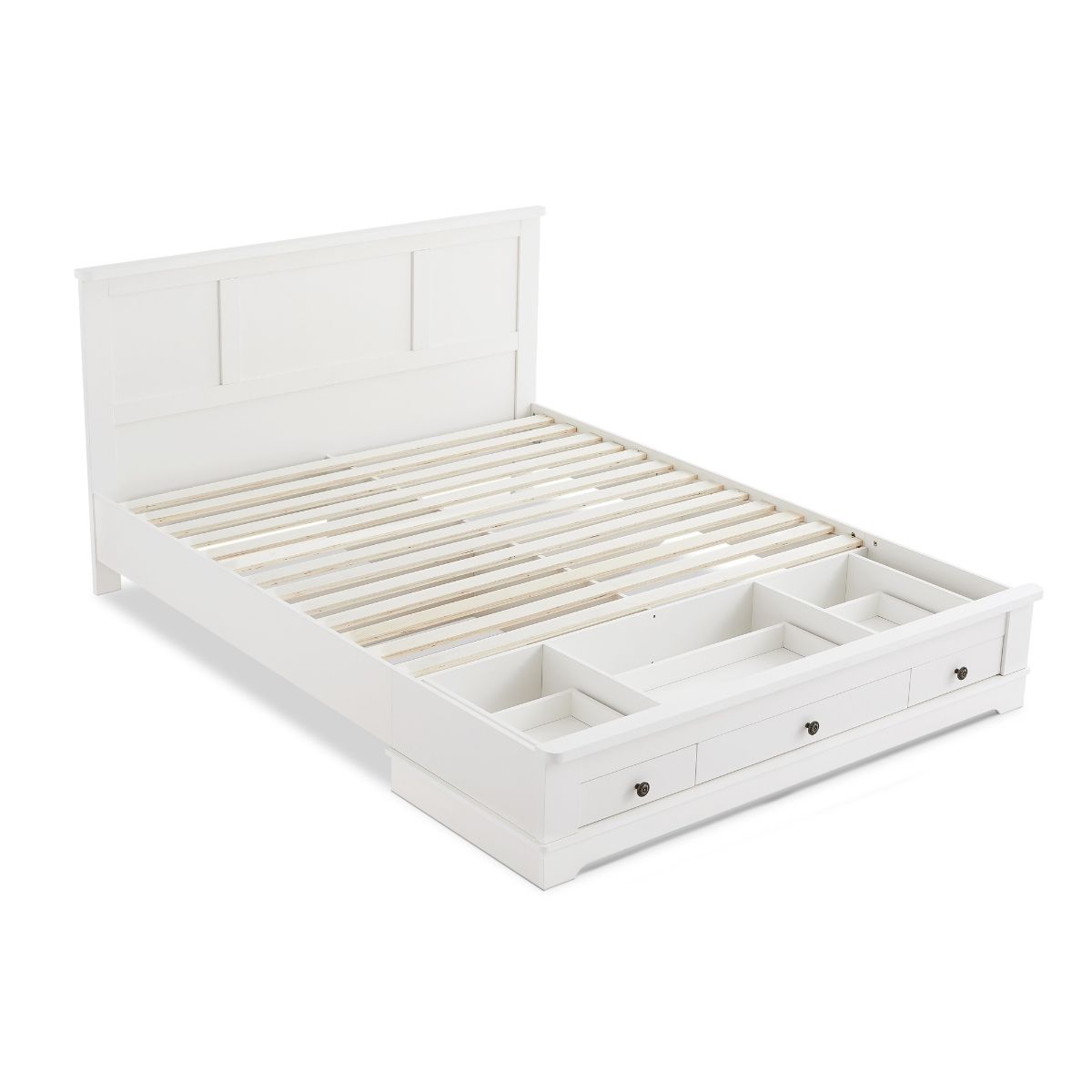 Margaux White Coastal Lifestyle Bedframe with Storage Drawers Double