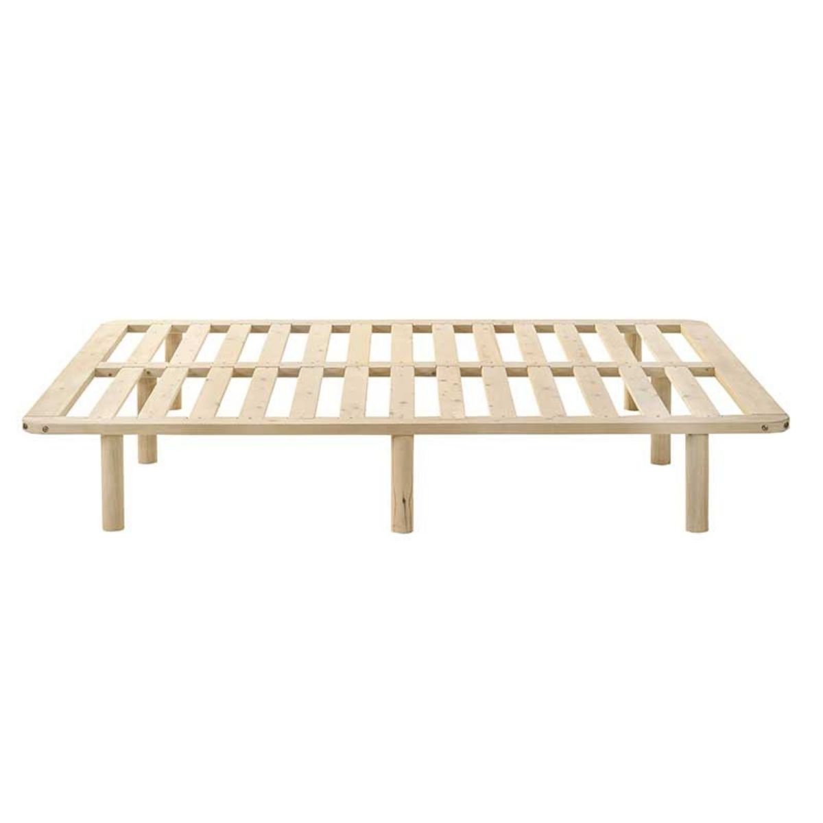 Platform Bed Base Frame Wooden Natural King Single Pinewood