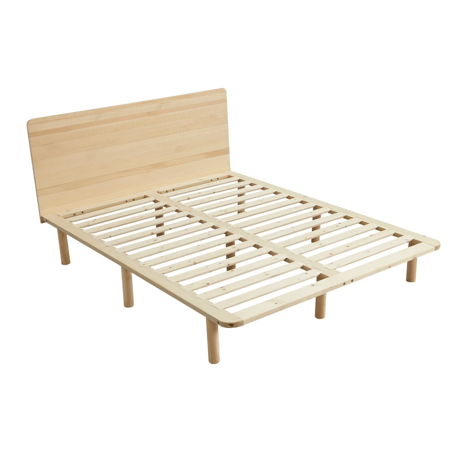 Natural Solid Wood Bed Frame Bed Base with Headboard King