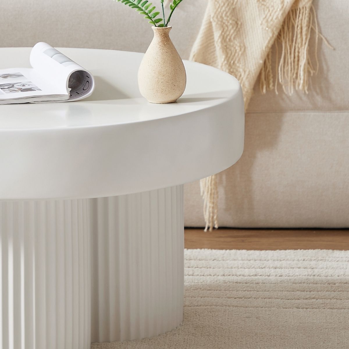 Maya Ribbed White Coffee Table