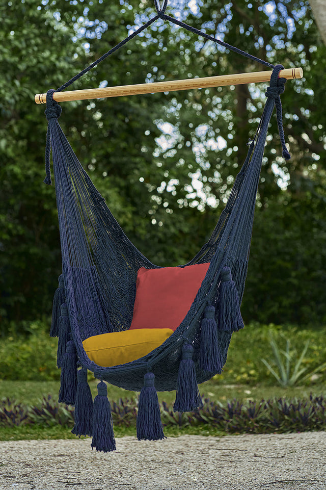 Deluxe Extra Large Mexican Hammock Chair in Outdoor Cotton Colour Blue