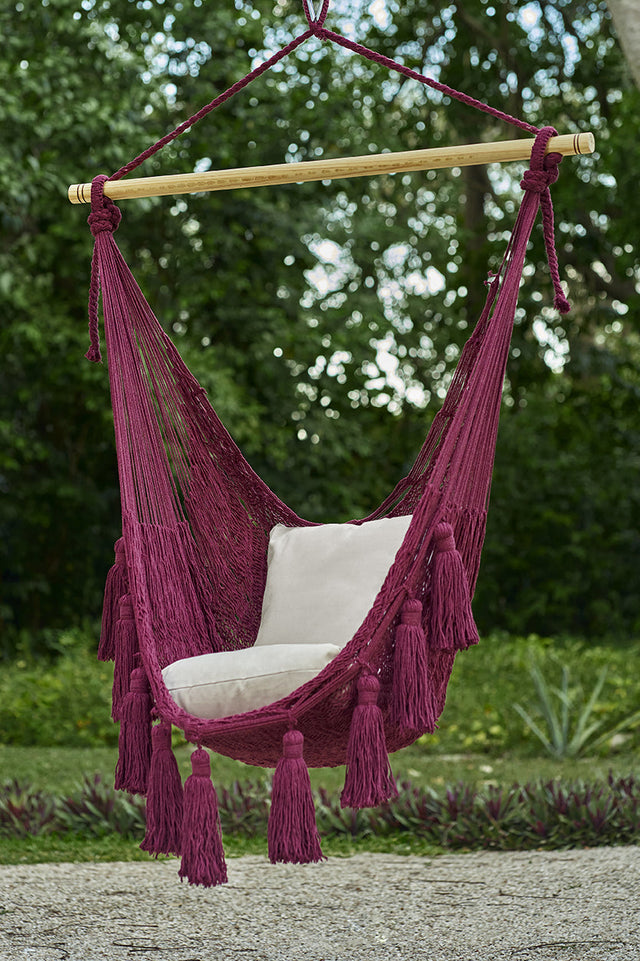 Deluxe Extra Large Mexican Hammock Chair in Outdoor Cotton Colour Maroon