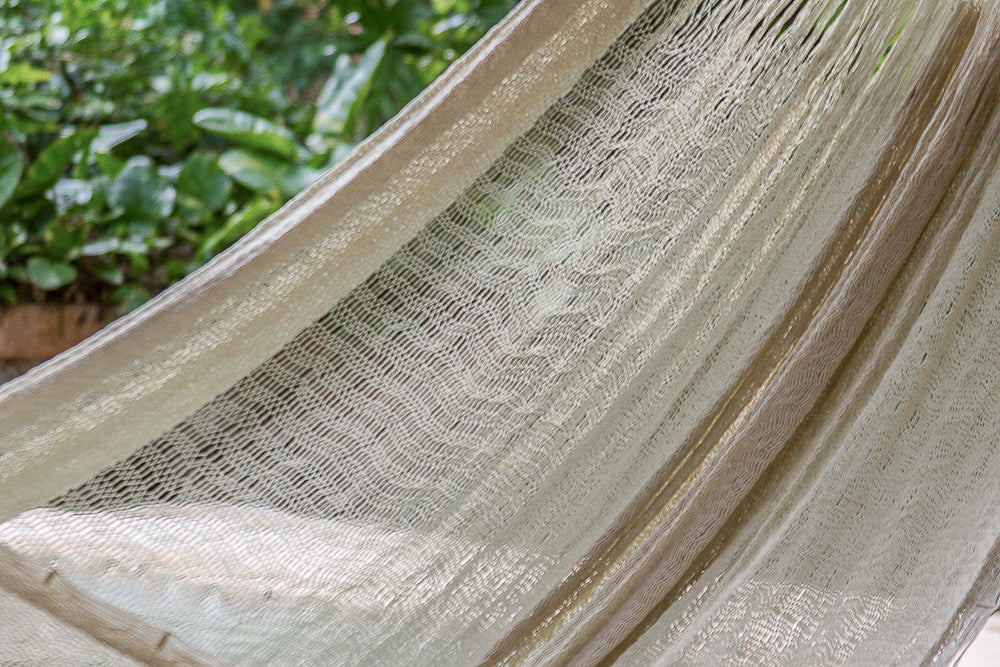 Mayan Legacy Queen Size Super Nylon Mexican Hammock in Cream Colour