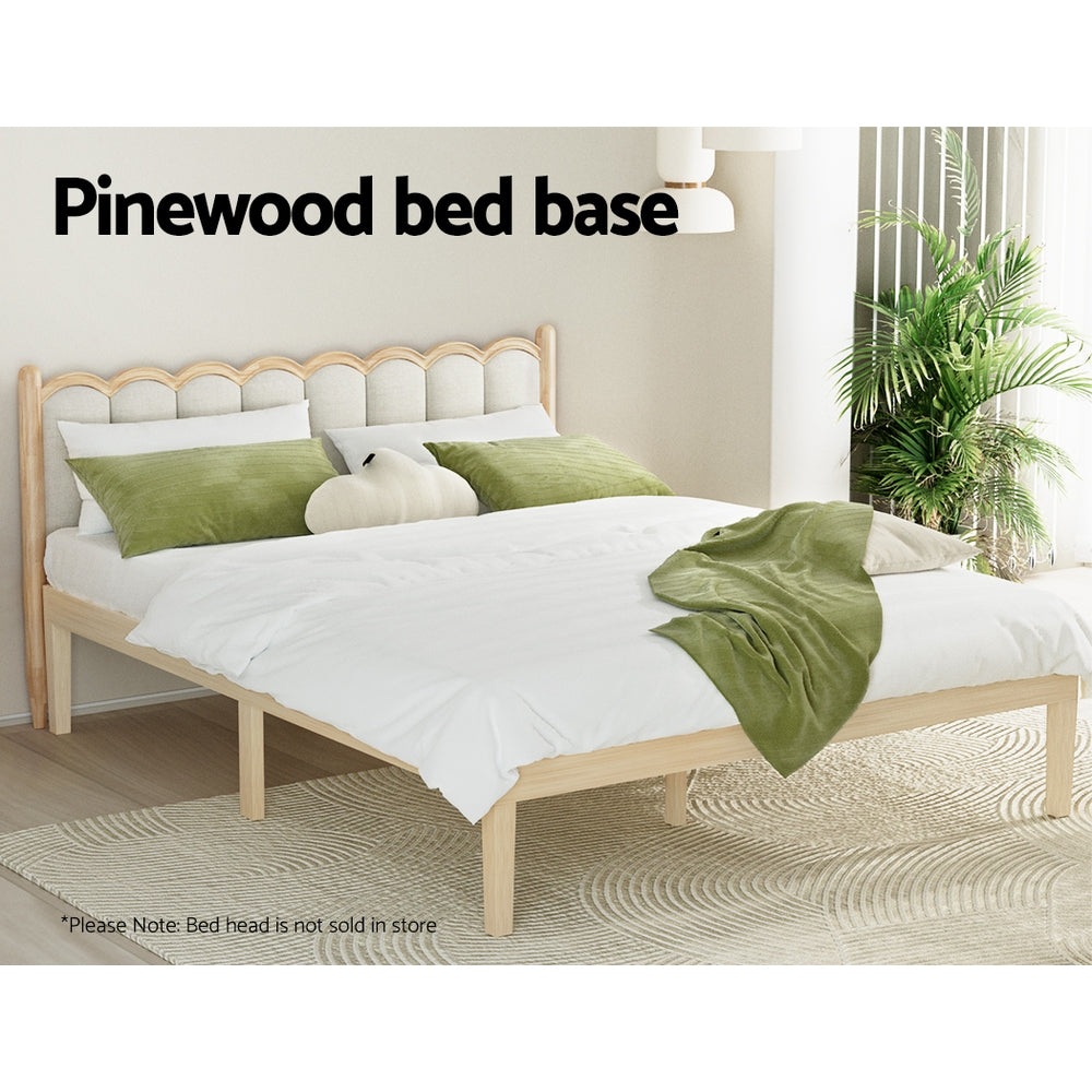 Artiss Bed Frame Double Size Wooden Base Mattress Platform Timber Pine BRUNO