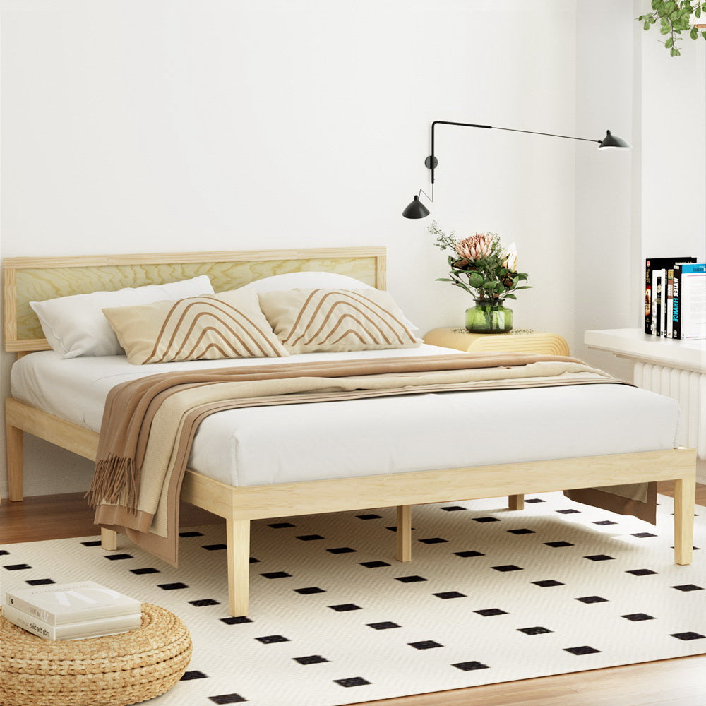 Artiss Bed Frame Double Size Wooden Base Mattress Platform Timber Pine YUMI