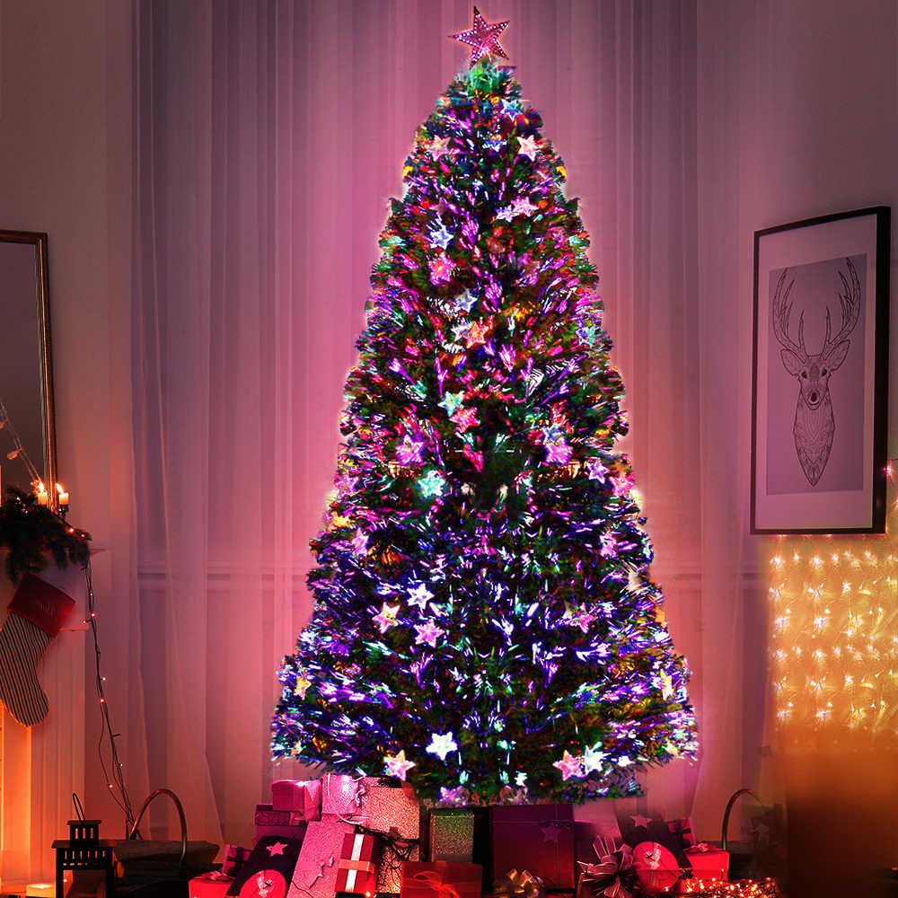 Jingle Jollys Christmas Tree 2.1M LED Xmas trees with Lights Multi Colour