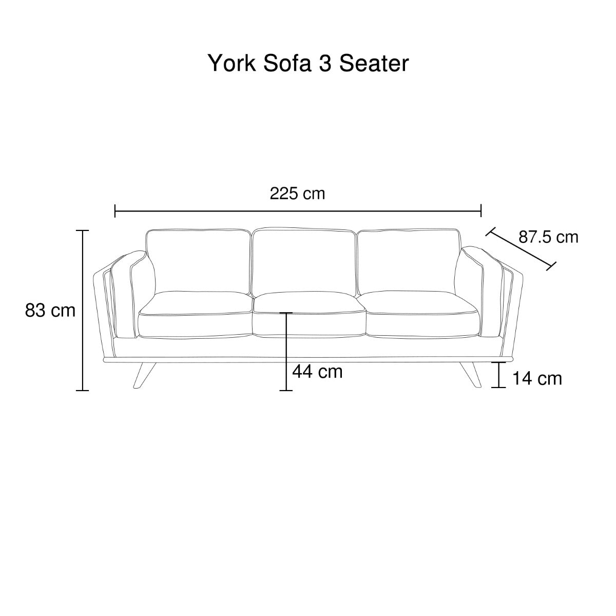 3 Seater Sofa Beige Fabric Modern Lounge Set for Living Room Couch with Wooden Frame