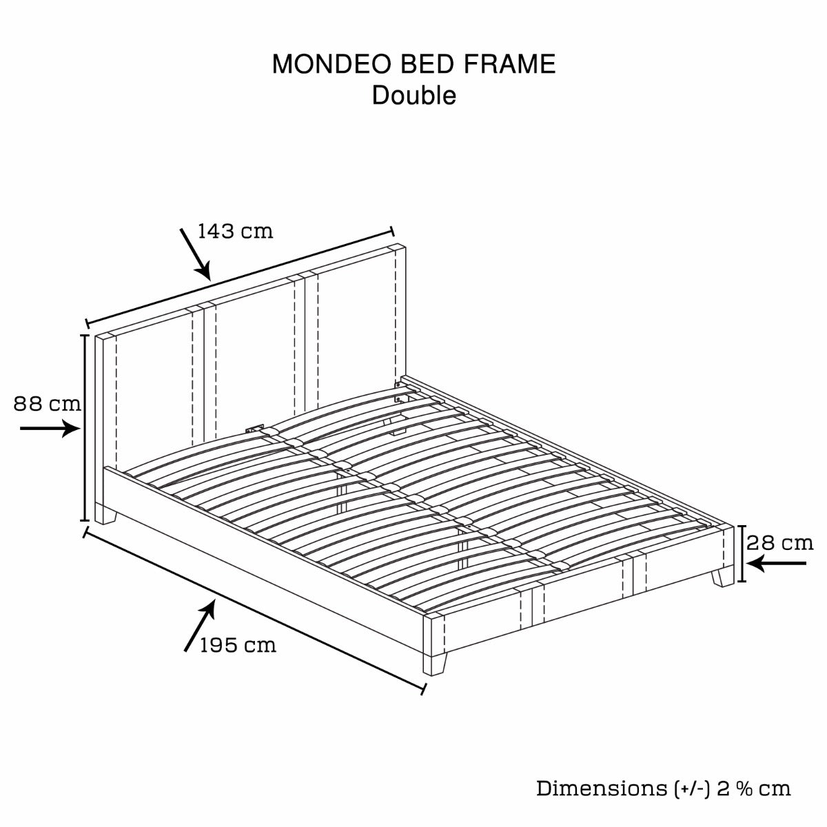 Mondeo PU Leather Double Black Bed