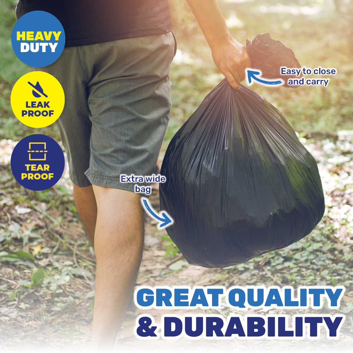 Xtra Kleen 360PCE 76L Garbage Bin Liners Tear & Leak Proof 76.5 x 90cm