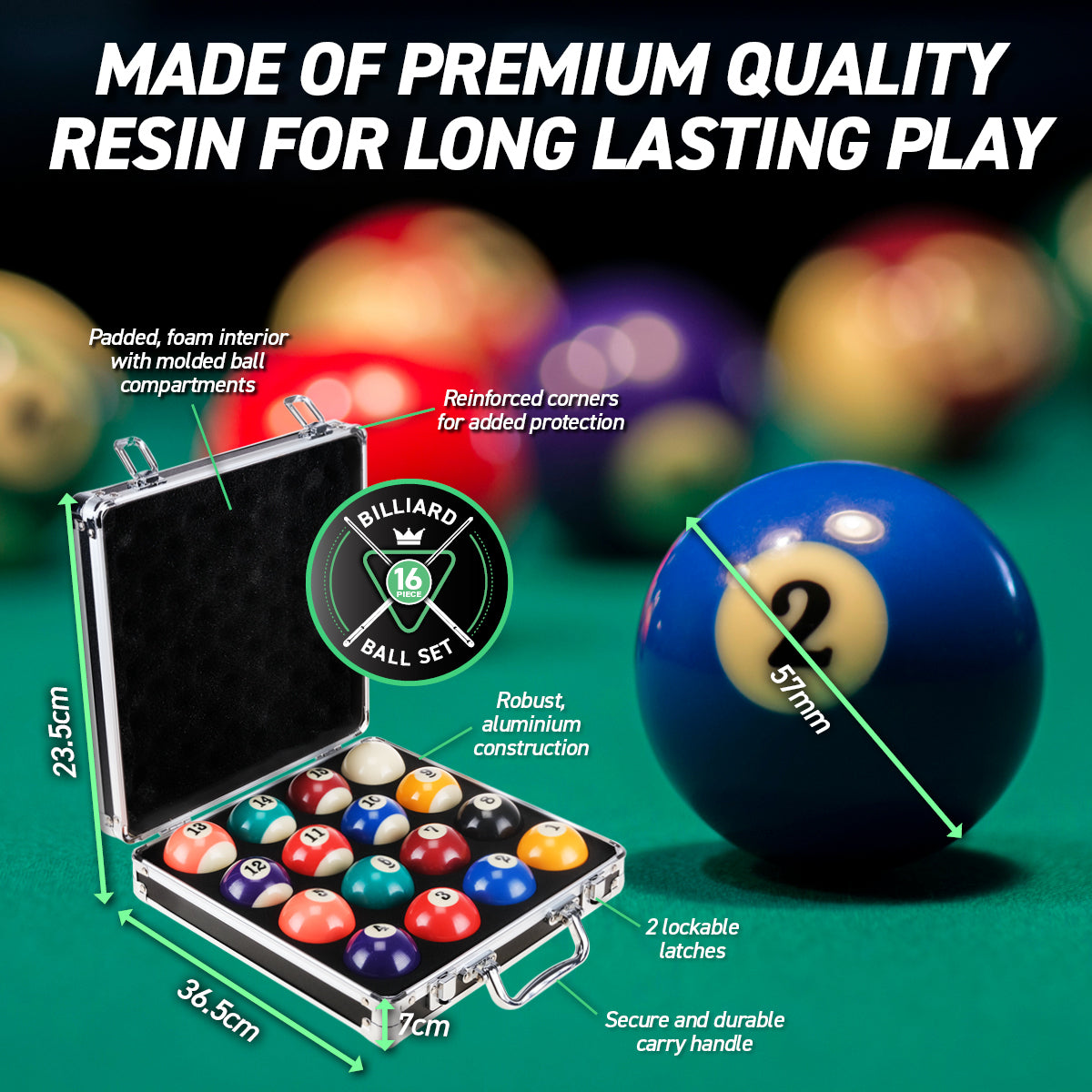 SAS Sports Pool Ball Set With Aluminium Carry Case Premium Quality
