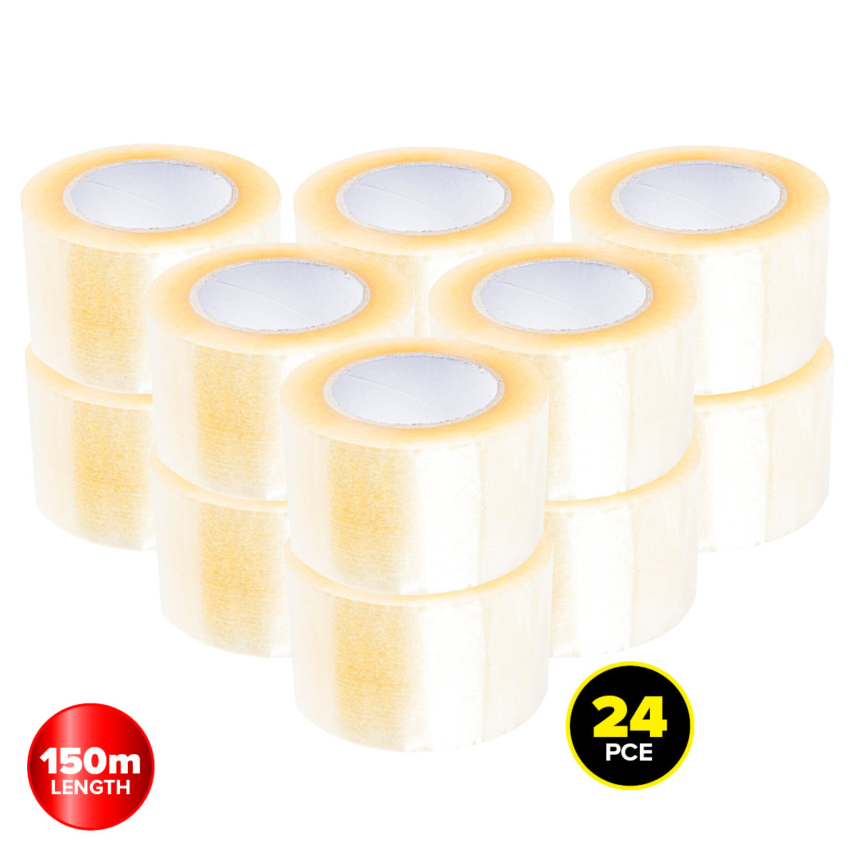 Handy Hardware 24PCE Packaging Tape Clear Multipurpose Extra Wide 150m x 72mm