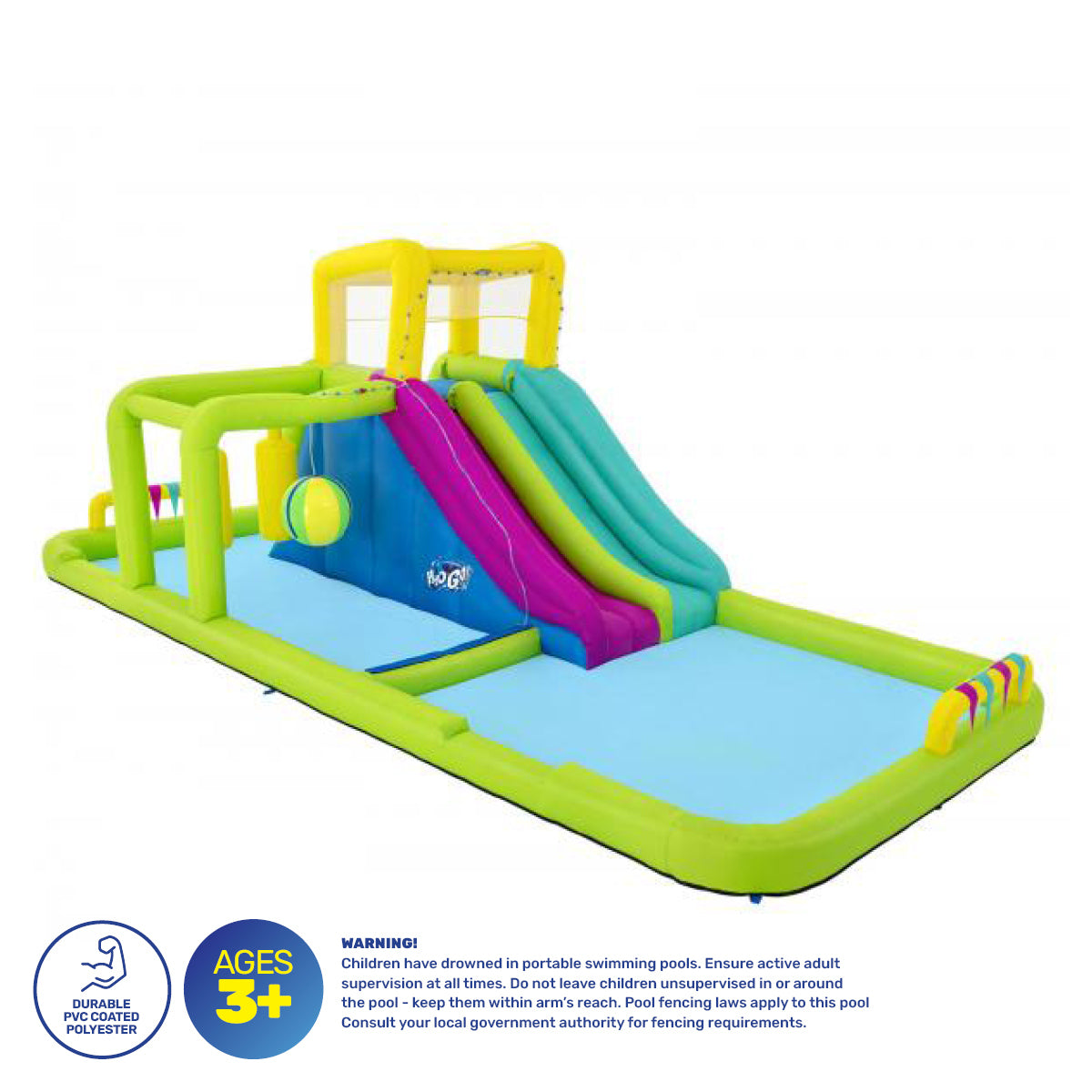 Bestway 7.1 x 2.65m Inflatable Splash Course Water Park Double Slide & Motor