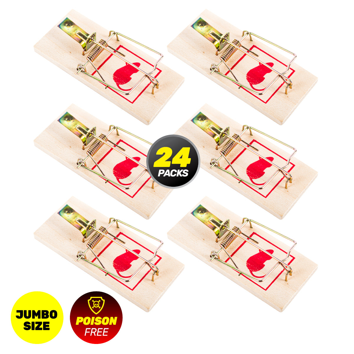 SAS Pest Control 24PCE Mouse Traps Jumbo Wooden Indoor/Outdoor  17.5 x 8.5cm