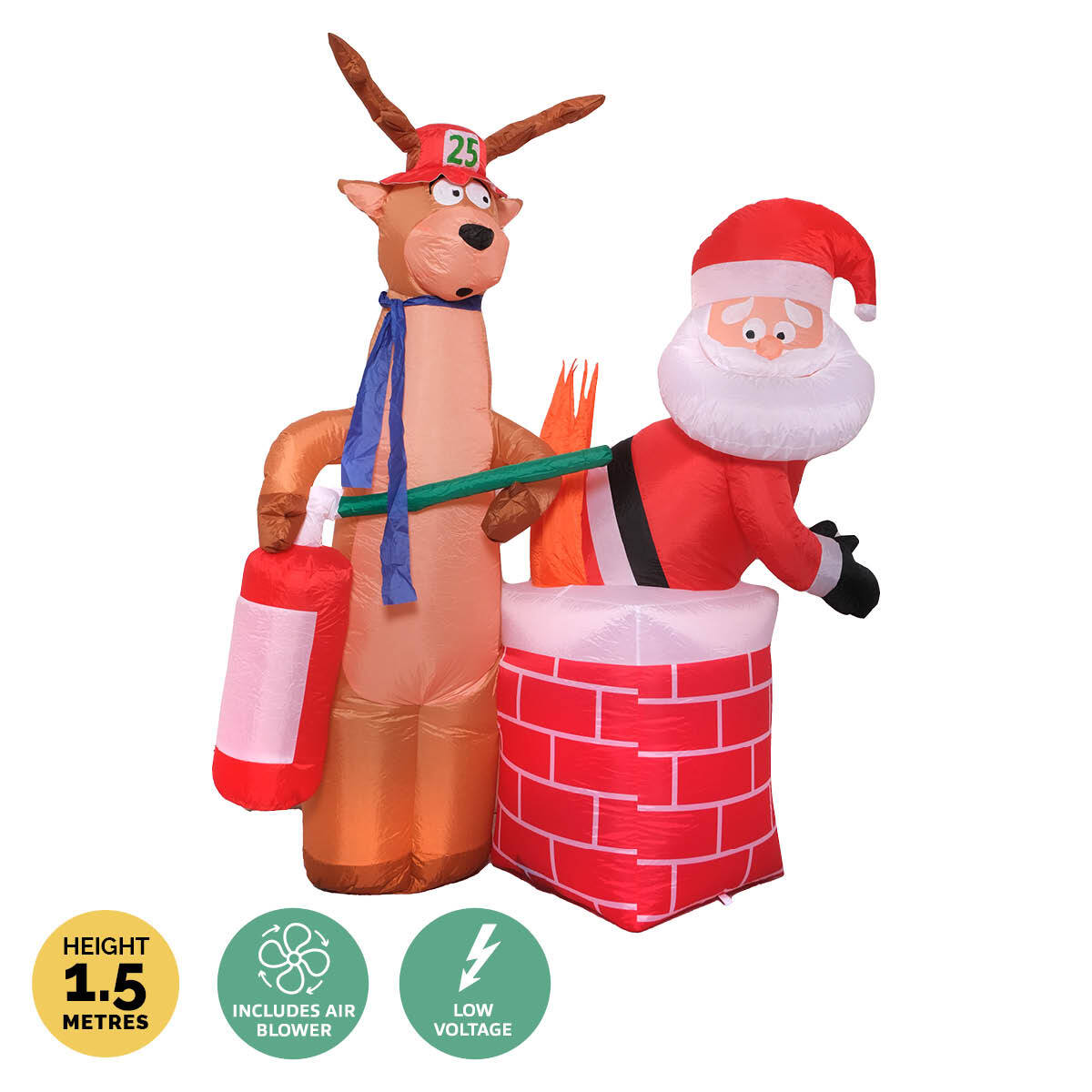 Christmas By Sas 1.5m Santa Stuck In Chimney Built-In Blower LED Lighting